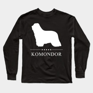 Komondor Dog White Silhouette Long Sleeve T-Shirt